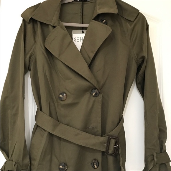 Olive Green trench coat - Picture 3 of 7